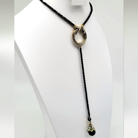 Heidi Daus Extra Long Swarovski Crystal Wreath Lariat with Faceted Beads and Bow - Picture 11 of 13